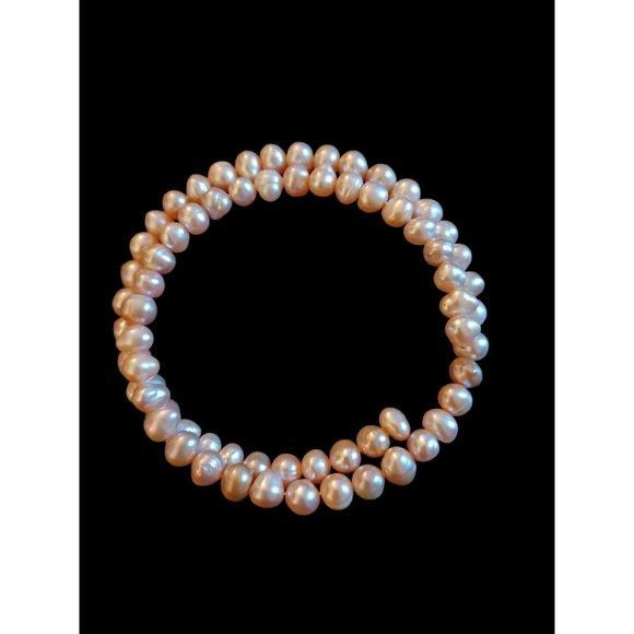 Natural Pink Pearl Wire Wrap OSFM Bracelet - Picture 4 of 5